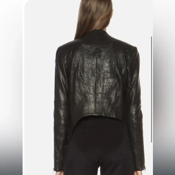 Helmut Lang 100% Lamb Leather Asymmetrical Jacket Size M - Picture 11 of 15